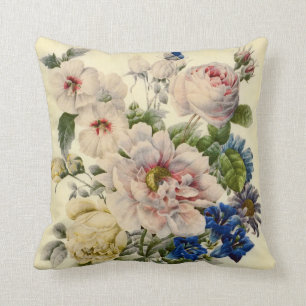 Coussin Bouquet botanique Vintage de fleurs mixtes
