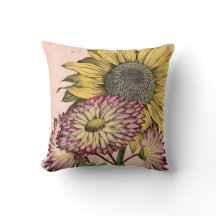 Bouquet botanique vintage sur le rose