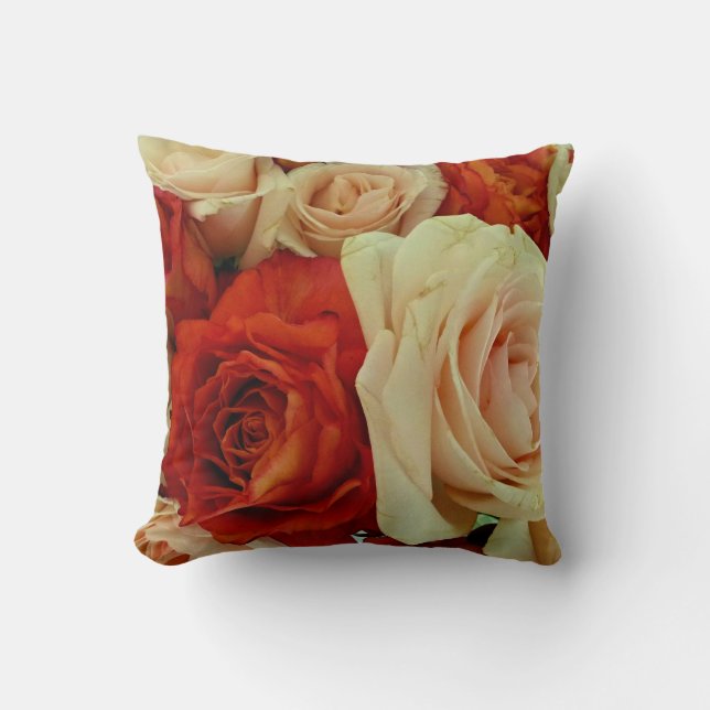 Coussin Bouquet-Carré de rose rustique (Recto)