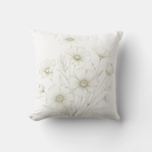 Coussin Bouquet Cosmos Délicat Ligne d'Art Grâce (Recto)