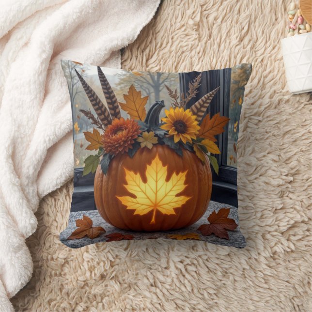 Coussin Bouquet d'automne dans un Citrouille orange (Couverture)
