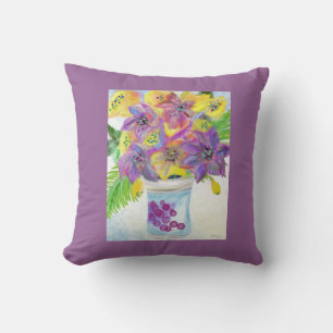 Coussin Bouquet de cadre violet de fleurs violettes