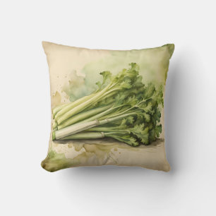 Coussin Bouquet de céleri frais aquarelle