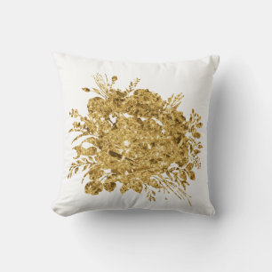 Coussin Bouquet de fleurs à effet d'or