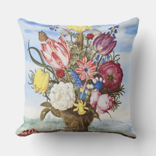 Coussin Bouquet de fleurs Ambrosius Bosschaert sur une hai