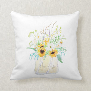 Coussin bouquet de fleurs dans une aquarelle fourre-tout J