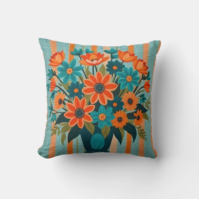 Coussin Bouquet de fleurs d'art populaire (Recto)