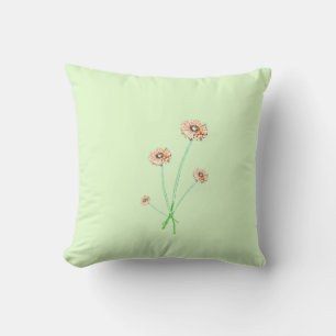 Coussin Bouquet de Fleurs de Gérbera Rouge Pâle