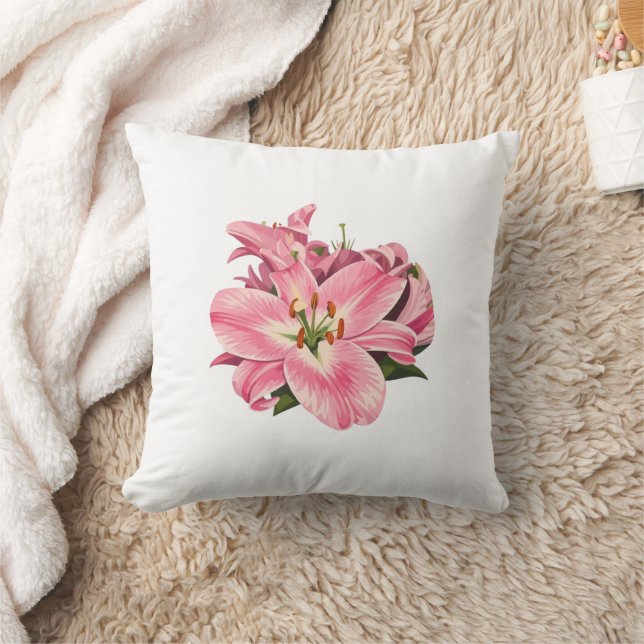 Coussin Bouquet de fleurs de lys rose (Couverture)