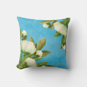 Coussin Bouquet de fleurs de pivoines blanches élégantes