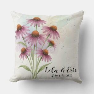 Coussin Bouquet de fleurs d'Echinacea pour anniversaire