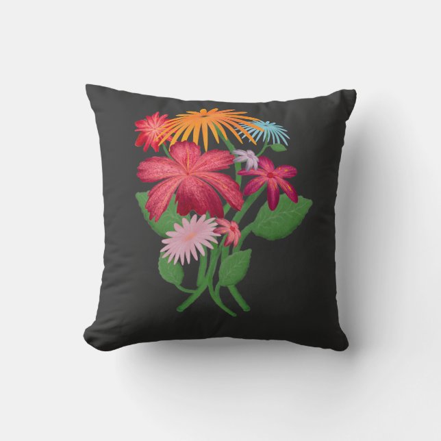 Coussin Bouquet de fleurs personnalisé esthétique Boho Flo (Recto)