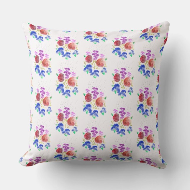 Coussin Bouquet de fleurs pluvieuses colorées (Recto)