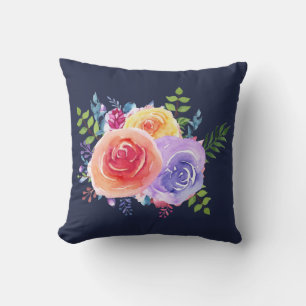 Coussin Bouquet de fleurs Rose aquarelle
