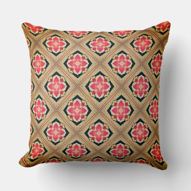 Coussin Bouquet de fleurs rouges sur des manches vertes fe (Recto)