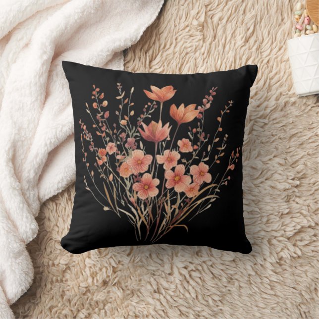 Coussin Bouquet de fleurs sauvages brodé coloré  (Couverture)
