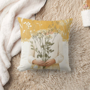 Coussin Bouquet de fleurs sauvages Cottagecore Portrait
