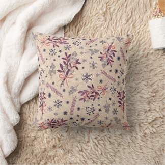Coussin Bouquet de houx de Noël - Crème Beige