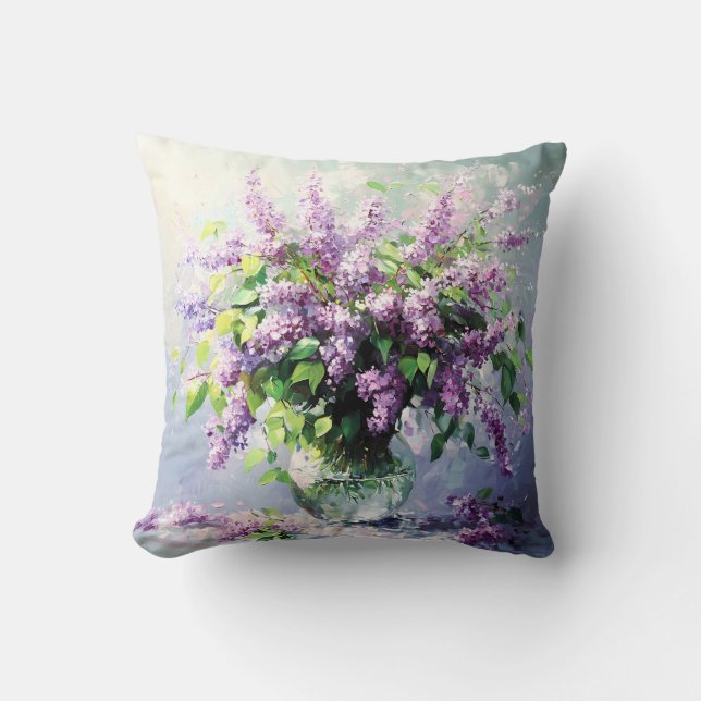 Coussin Bouquet de lilas en fleurs de lavande (Recto)