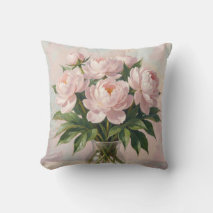 Coussin Bouquet de pivoines rose blush Floral romantique 