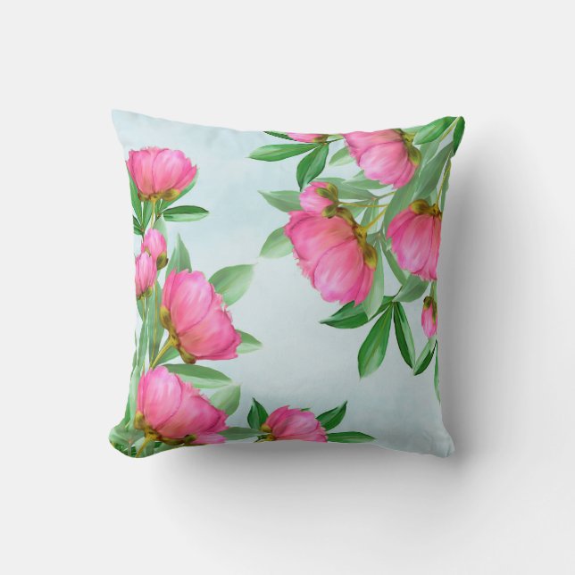 Coussin Bouquet de pivoines roses jolies (Recto)
