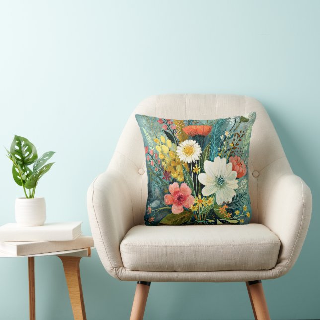 Coussin Bouquet de printemps coloré (Chaise)