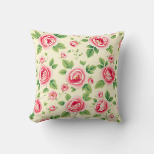 Coussin Bouquet de rose rose vintage Floral Pastel Chintz