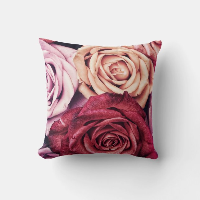 Coussin Bouquet de roses roses (Recto)