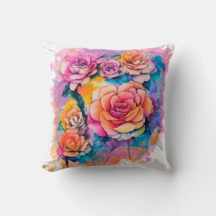 Coussin Bouquet de taches de peinture aquarelle moderne
