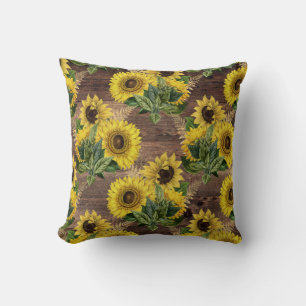 Coussin Bouquet de tournesols rustiques Ferme Vintage Brow