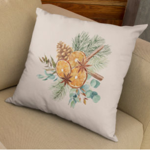 Coussin Bouquet d'épices de pin orange de Noël
