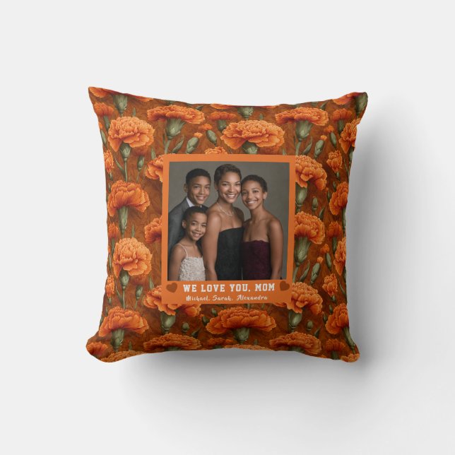 Coussin Bouquet d'œillets Décoration de maison Maternité R (Recto)