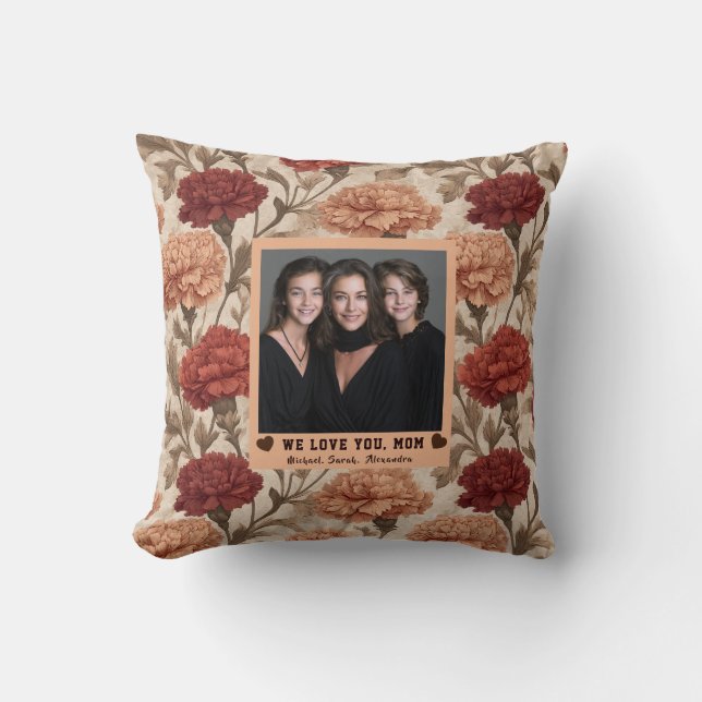 Coussin Bouquet d'œillets Meilleure grand-mère Décoration  (Recto)