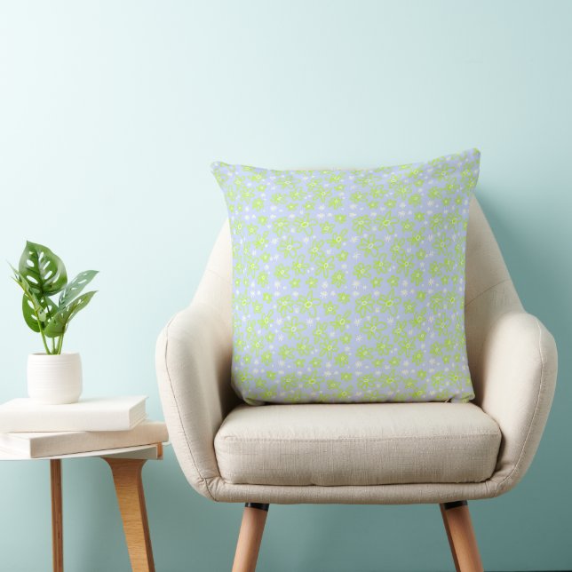 Coussin Bouquet Fleur Daisy Meadow Sky Blue Green White (Chaise)