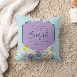Coussin Bouquet Floral Aquarelle Verset Biblique Double Fa