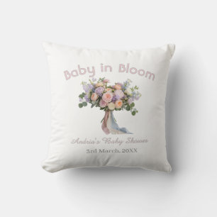 Coussin bouquet floral baby in bloom baby shower rétro ros