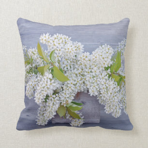 Coussin Bouquet floral blanc Lilacs Photo