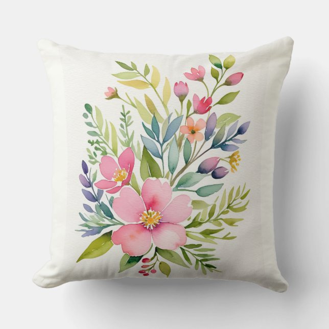 Coussin Bouquet floral d'aquarelle du jardin (Recto)