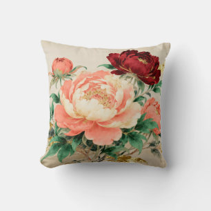 Coussin Bouquet Floral de Pivoine Luxueux