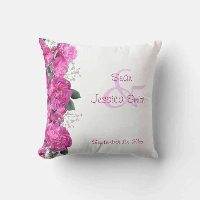 Coussin Bouquet Floral Romantique Mariage (Recto)