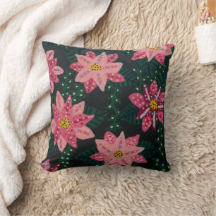 Coussin Bouquet floral rose coloré 