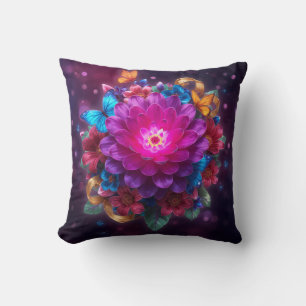 Coussin Bouquet numérique lumineux avec l'art illustré de