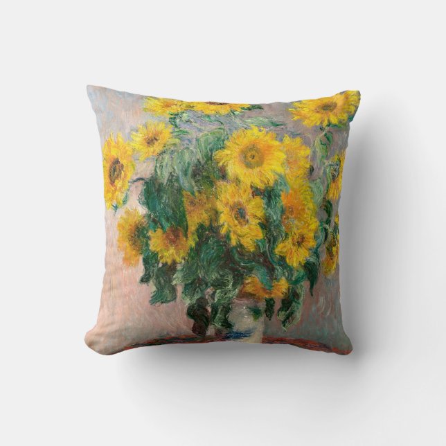 Coussin Bouquet of Sunflowers by Monet Impressionist (Recto)