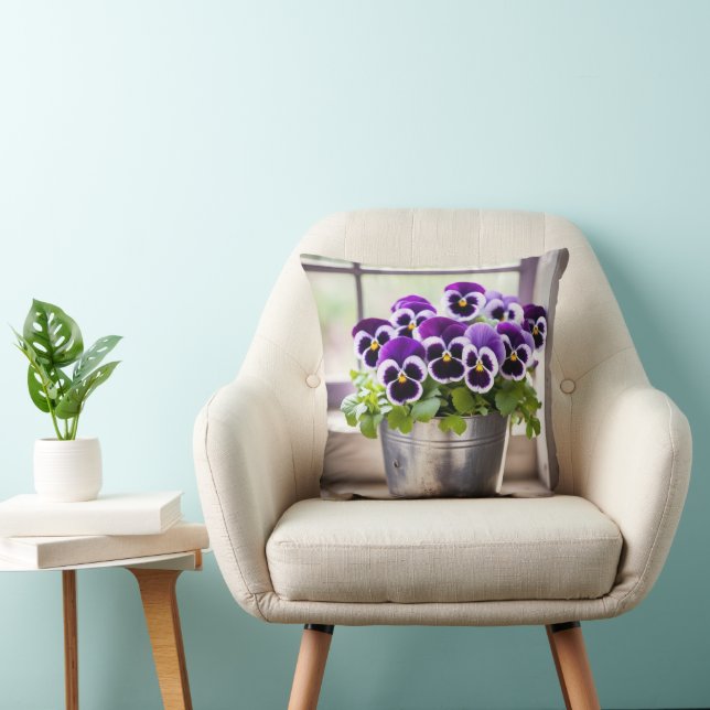 Coussin Bouquet Purple Pansy (Chaise)