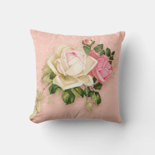 Coussin Bouquet rose et rose blanche