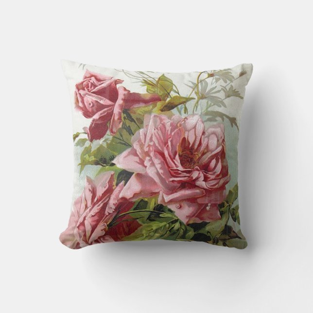 Coussin Bouquet rose vintage de roses (Recto)