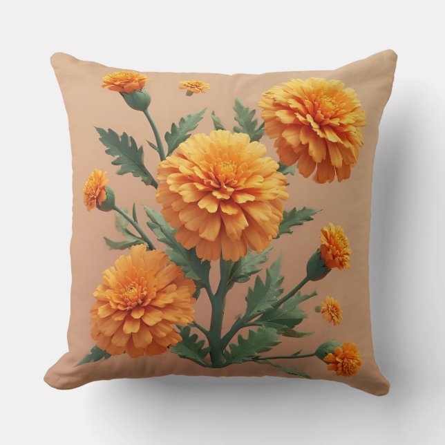 Coussin Bouquet vibrant de soucis orange (Recto)