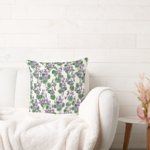 Coussin Bouquets aquarelles de violettes