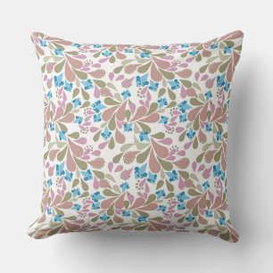 Coussin Bouquets colorés de fleurs rétro sur fond blanc