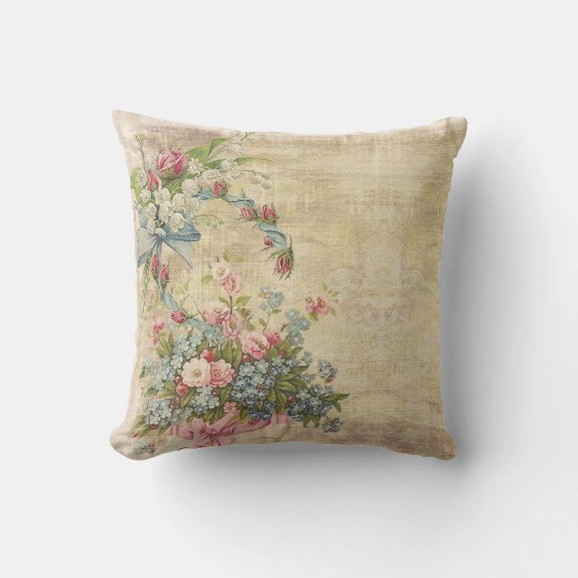 Coussin Bouquets de fleurs sur les Brown en difficulté (Recto)